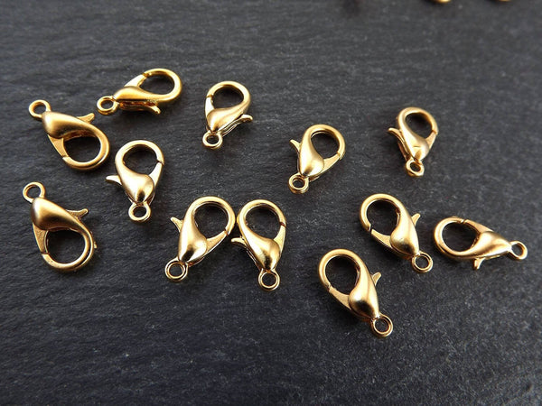 12mm x 7mm  Lobster Claw Parrot Clasps - 22k Matte Gold Plated - Non Tarnish - NEW SIZE