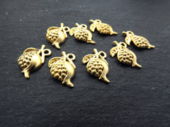 8 Pomegranate Charms, Gold Pomegranate Pendant charm, Earrings Charms, Bracelet Charms, 22k Matte Gold Plated