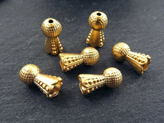 6 Dotted Ball Bead Caps, Bead End Tassels Caps, Ending Finding Component, Gold Bead Cap, 22k Matte Gold Plated Brass, 6pc