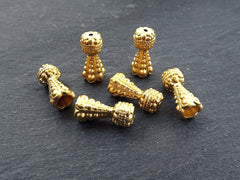 6 Bobble Ball Bead Caps, Bead End Tassels Caps, Ending Finding Component, Gold Bead Cap, 22k Matte Gold Plated Brass, 6pc