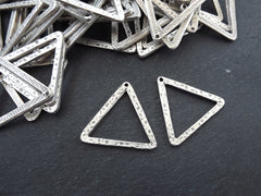 Triangle Pendant Charms, Rustic Minimalist, Cut Out Triangle, Geometric, Earring Pendant, Necklace Focal, Matte Antique Silver Plated, 2pc