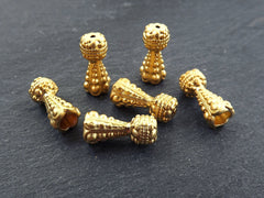 6 Bobble Ball Bead Caps, Bead End Tassels Caps, Ending Finding Component, Gold Bead Cap, 22k Matte Gold Plated Brass, 6pc