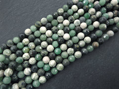 10mm Mix Agate Jasper beads, Sage Greens Gray Multicolored Gemstone Beads, Round Facet Cut, Loose Beads, Natural Stone, Full 15 inch Strand