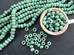 Seafoam Green Ethnic Glass Beads, Aqua Round Rustic Bead, Traditional Turkish Artisan Handmade, Turkish Glass Beads, 8mm, 50pcs Bulk