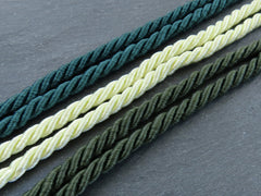 Dark Pine Green 7mm Cord Rayon Satin Rope Silk Braid, Twisted Rope Jewelry Necklace Cord  - 3 Ply Twist - 1 meters - 1.09 Yards