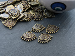 Evil Eye Pendant Charms, Eyelash Evil Eye, Eye Of The Beholder, Good Luck, Protective Amulet Talisman, Antique Bronze Plated, 4pc