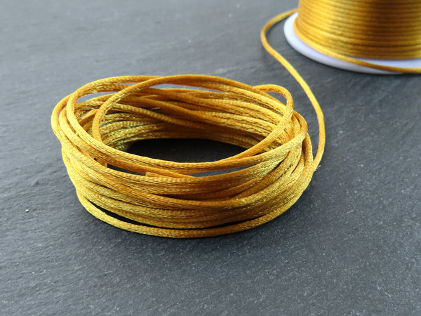 1mm Golden Yellow Satin Cord, Rattail, Shamballa, Macrame, Nylon, Kumihimo, Beading String, Knotting Cord 10 Meters = 10.93 yards = 32.80 ft