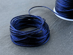 1mm Navy Blue Satin Cord, Rattail, Shamballa, Macrame, Nylon, Kumihimo, Beading String, Knotting Cord 10 Meters = 10.93 yards = 32.80 ft