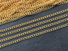 Gold Twisted Curb Extender Chain, 3x2.8mm Links, Non Tarnish 22k Matte Gold Plated, 1 Meter = 3.3 Feet