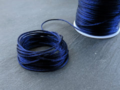 1mm Navy Blue Satin Cord, Rattail, Shamballa, Macrame, Nylon, Kumihimo, Beading String, Knotting Cord 10 Meters = 10.93 yards = 32.80 ft