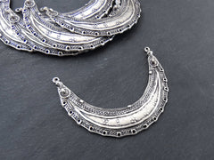 Silver Necklace Blank Choker Bib Pendant with 14 Holes, Tribal Ethnic, Non Tarnish, Matte Antique Silver Plated, 1pc