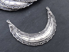 Silver Necklace Blank Choker Bib Pendant with 14 Holes, Tribal Ethnic, Non Tarnish, Matte Antique Silver Plated, 1pc