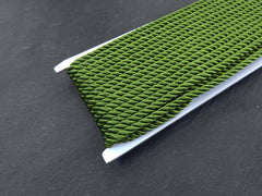 3.5mm Seaweed Green Twisted Rope, Twisted Rayon Cord, Beige Satin Rope, Silk Braid, Beige Cord, 3 Ply Twist, 1 meters=1.09 Yards