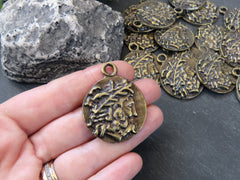 Bronze Zeus Coin Pendant Charm, Laurel Bust Coin Medallion, Ancient Greek Coin, Antique Bronze Plated, 1pc