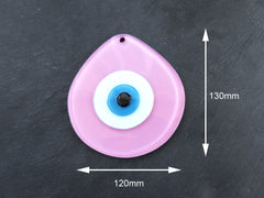 Pink Evil Eye Glass Pendant Bead, Fused Glass Artisan Handmade Turkish Nazar Protective Symbol Talisman Jewelry Design Home Decor 13cm