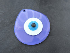 Purple Evil Eye Glass Pendant Bead, Fused Glass Artisan Handmade Turkish Nazar Protective Symbol Talisman Jewelry Design Home Decor 13cm