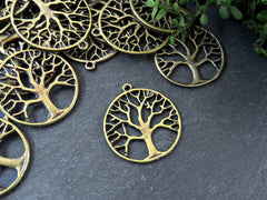 Tree of Life Pendant Charm, Family Tree, Necklace Pendant, Earring Components, Antique Bronze Plated, 2pc