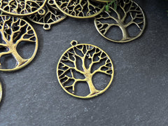 Tree of Life Pendant Charm, Family Tree, Necklace Pendant, Earring Components, Antique Bronze Plated, 2pc