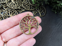 Tree of Life Pendant Charm, Family Tree, Necklace Pendant, Earring Components, Antique Bronze Plated, 2pc