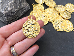 Gold Zeus Coin Pendant Charm, Laurel Bust Coin Medallion, Ancient Greek Coin, 22k Matte Gold Plated, 1pc