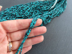 5 Afghan Seed Bead Strands, 2mm Afghani Ocean Blue Tiny Seed Beads, Howlite Tube Heishi Loose Beads, Gemstone Beads, 5 x 14inch strands