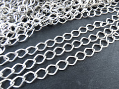 14mm Twisted Diamond Link Silver Chain, Large Chunky Statement Chain for Jewelry Making, Non Tarnish, Matte Antique Silver Plated, 1 Meter