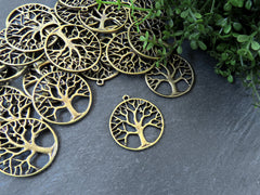 Tree of Life Pendant Charm, Family Tree, Necklace Pendant, Earring Components, Antique Bronze Plated, 2pc