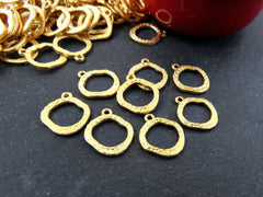 Textured Loop Pendants Charms, Mini Loop Charms, Ring Charms, Bracelet Charms, Hammered, 22K Matte Gold Plated, 10pc