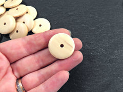 Large Natural Round Wood Beads, Wooden Saucer Disc Beads, Jewelry Making Craft Beads, 25mm, 8pcs