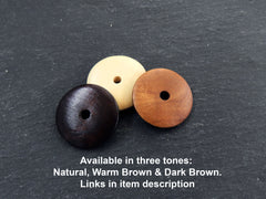 Large Natural Round Wood Beads, Wooden Saucer Disc Beads, Jewelry Making Craft Beads, 25mm, 8pcs