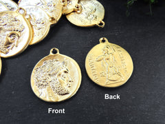 Greek Coin Pendant Charm, Philip V, King of Macedonia Medallion, Ancient Greek Coin, 22k Matte Gold Plated, 1pc