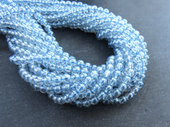 6mm Light Blue AB Quartz Beads, Aura Quartz Crystal Loose Smooth Beads, 71 beads per strand, Full 16 inch Strand