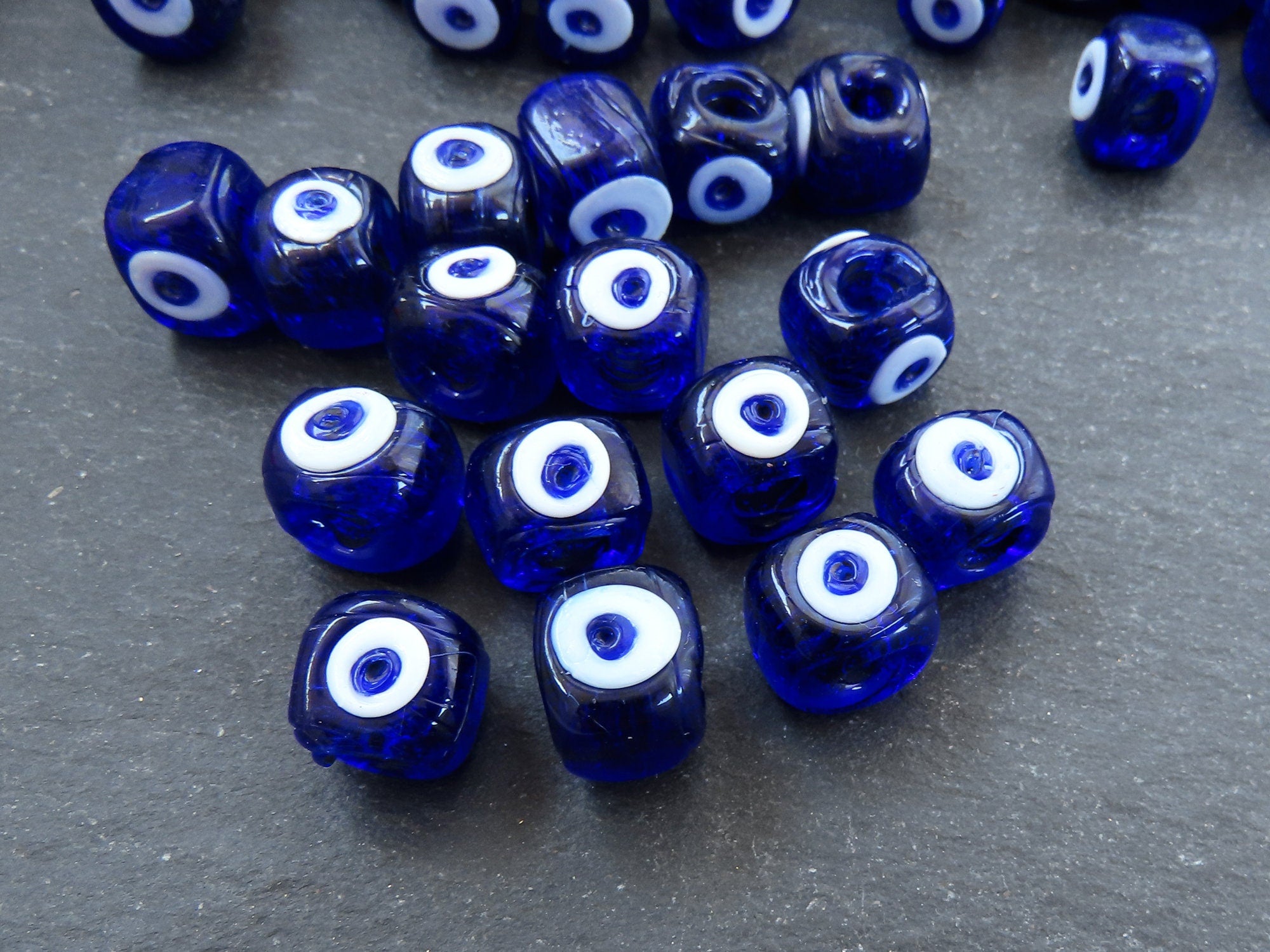 100pcs Blue Evil Eye Beads Eyeball Beads Handmade Resin Beads