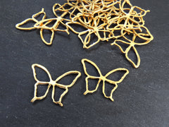 Butterfly Pendant, Rustic Cut Out Butterfly Loop, Connector Link, Simple, Cutout, Fretwork, Butterfly Outline, 22k Matte Gold, 2PC