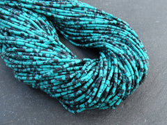 5 Afghan Seed Bead Strands, 2mm Afghani Ocean Blue Tiny Seed Beads, Howlite Tube Heishi Loose Beads, Gemstone Beads, 5 x 14inch strands