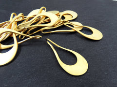 Large Drop Pendant, Hammered Teardrop Pendant, Hollow Teardrop, Gold Teardrop Dangle, Necklace Pendant, 22k Matte Gold Plated, 1pc
