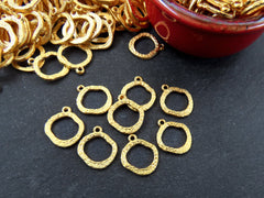 Textured Loop Pendants Charms, Mini Loop Charms, Ring Charms, Bracelet Charms, Hammered, 22K Matte Gold Plated, 10pc