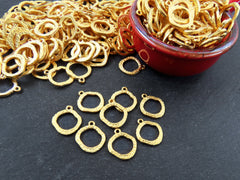 Textured Loop Pendants Charms, Mini Loop Charms, Ring Charms, Bracelet Charms, Hammered, 22K Matte Gold Plated, 10pc