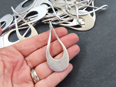 Large Hollow Drop Teardrop Pendant, Silver Teardrop Dangle, Necklace Pendant, Matte Antique Silver Plated, 1pc