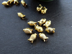 Tulip Bead Spacer Caps, Spacer Beads, Bead Caps, Flower Beads, Artisan Jewelry Making Craft Beads, 22k Matte Gold Plated, 8pc