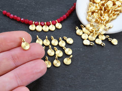 Mini Swirl Spiral Coin Pendant Charms, Small Disc Charms Beads for Jewelry Making, 22k Matte Gold Plated, 15pcs