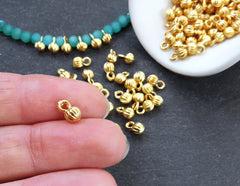 Round Ribbed Gold Ball Drop Charms, Drop Charms, Beading Charms, Textured Ball Charms, Bracelet Charms, 22k Matte Gold Plated 20pcs