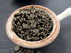 Mini Swirl Spiral Coin Pendant Charms, Small Disc Charms Beads for Jewelry Making, Antique Bronze Plated, 15pcs