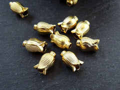 Tulip Bead Spacer Caps, Spacer Beads, Bead Caps, Flower Beads, Artisan Jewelry Making Craft Beads, 22k Matte Gold Plated, 8pc