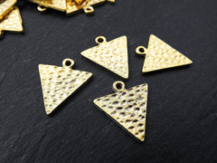 Hammered Triangle Pendant Charm, Minimalist Geometric Earring Necklace Pendant, Jewelry Making Supplies,  22k Matte Gold plated 4pc