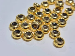 8 Gold Slider Beads, Round Silicon Stopper Bolo Beads for DIY Adjustable Bracelets, 22k Shiny Gold Plated