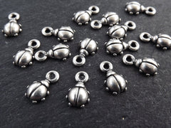 Mini Ladybug Ladybird Charms, Earring Bracelet Charm Pendant, Lady Luck, Good Fortune, Prosperity, Good Luck, Antique Silver, 15pcs