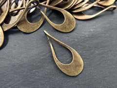 Large Hollow Drop Teardrop Pendant, Teardrop Dangle, Necklace Pendant, Antique Bronze Plated, 1pc