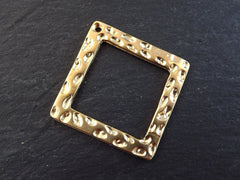 Hammered Square Pendant, Square Loop Link Pendant Charm, Square Loops, Necklace Pendant, Earring Pendant, 22k Matte Gold Plated, 1pc