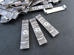 Spiral Disc Bead Pendants Connectors, Spiral Pendant, Silver Spiral, Tribal Pendant, Ethnic Pendant, Matte Antique Silver Plated, 3pc